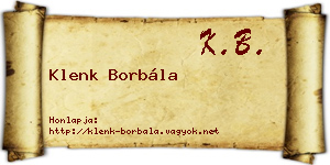 Klenk Borbála névjegykártya